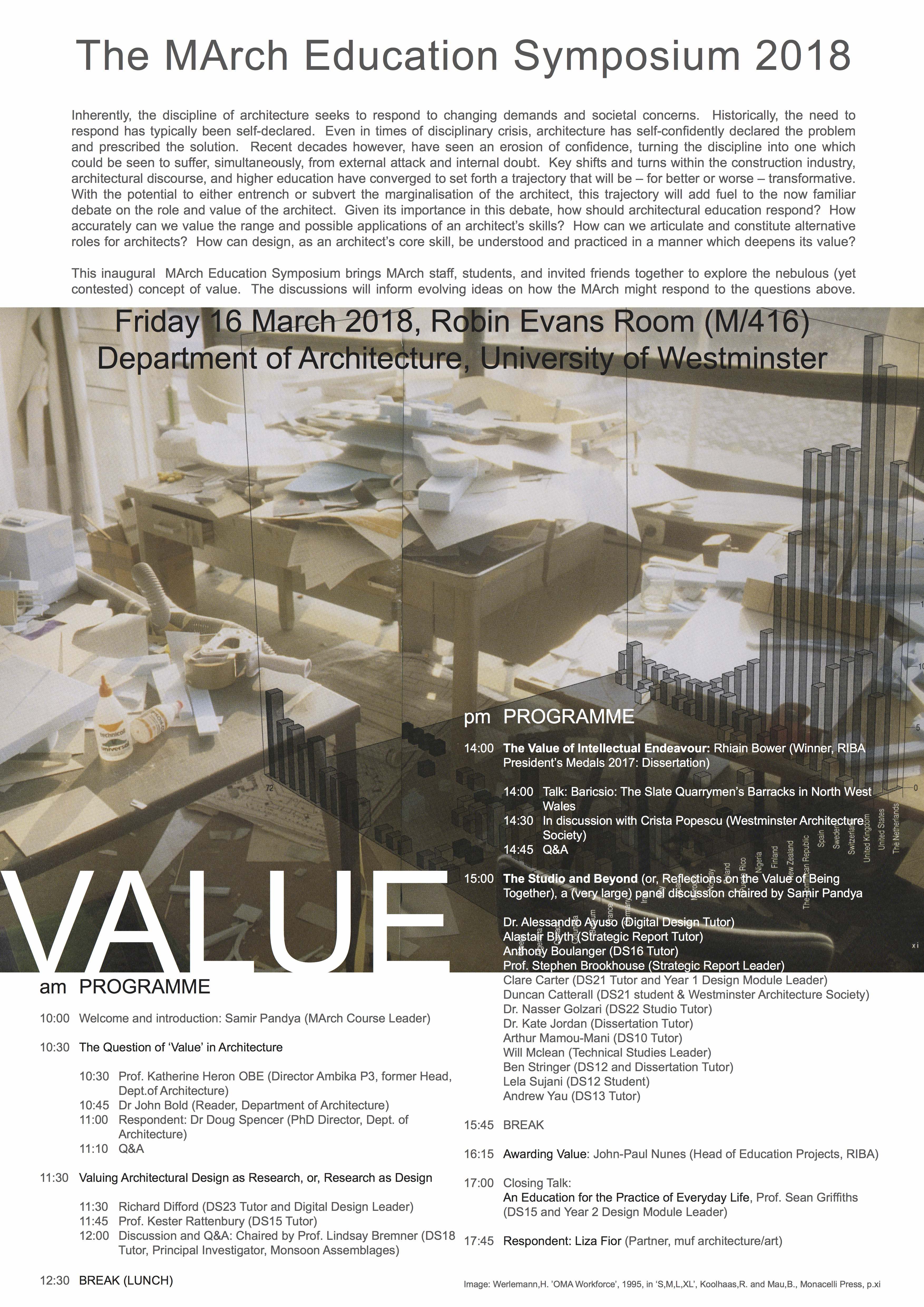 The MArch Education Symposium 2018_Friday 16th March, 10:00-17:45, Robin Evans Room M416