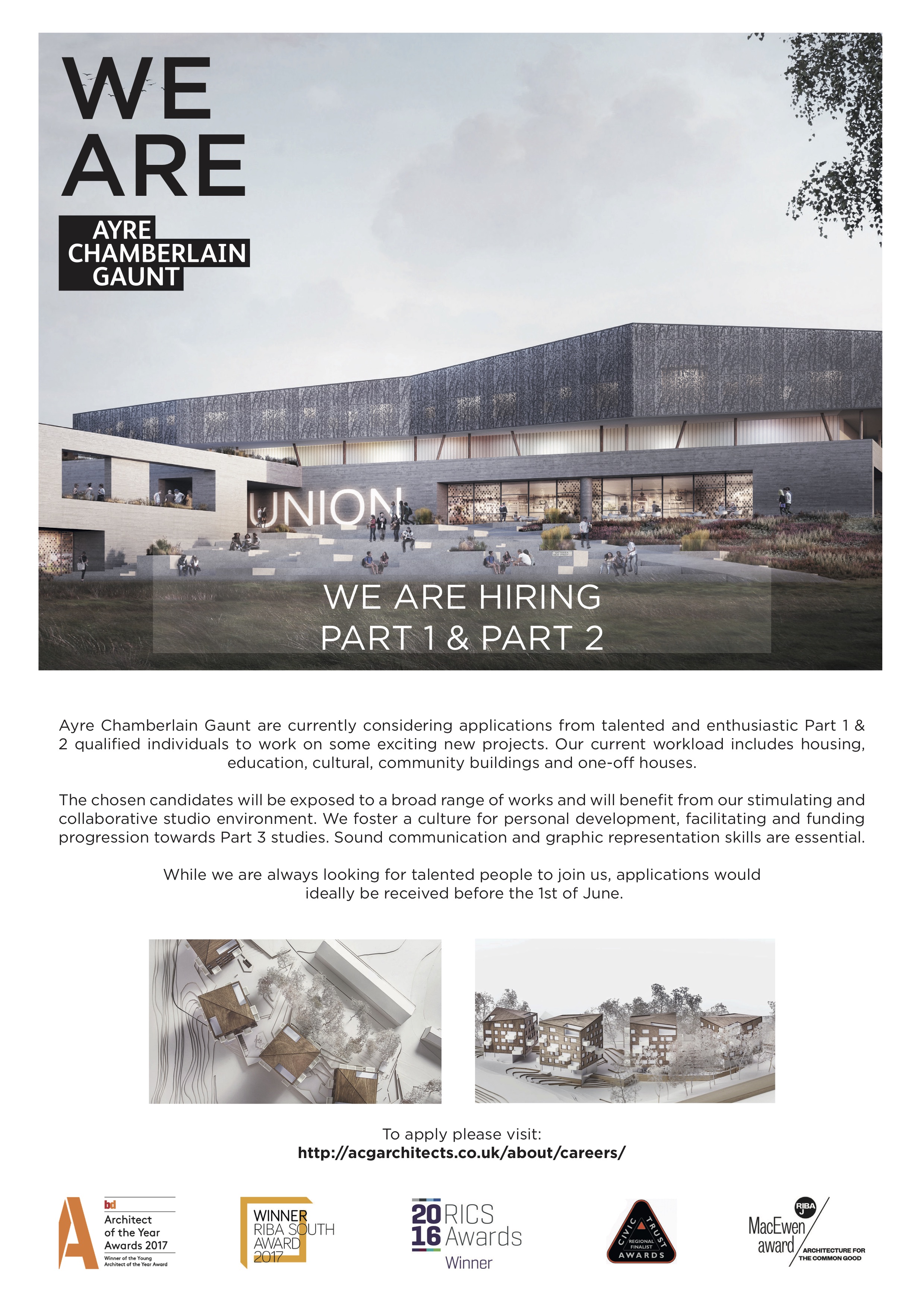 Ayre Chamberlain Gaunt Are Looking for Part I & Part II Architectural Assistants – Deadline: 1st June