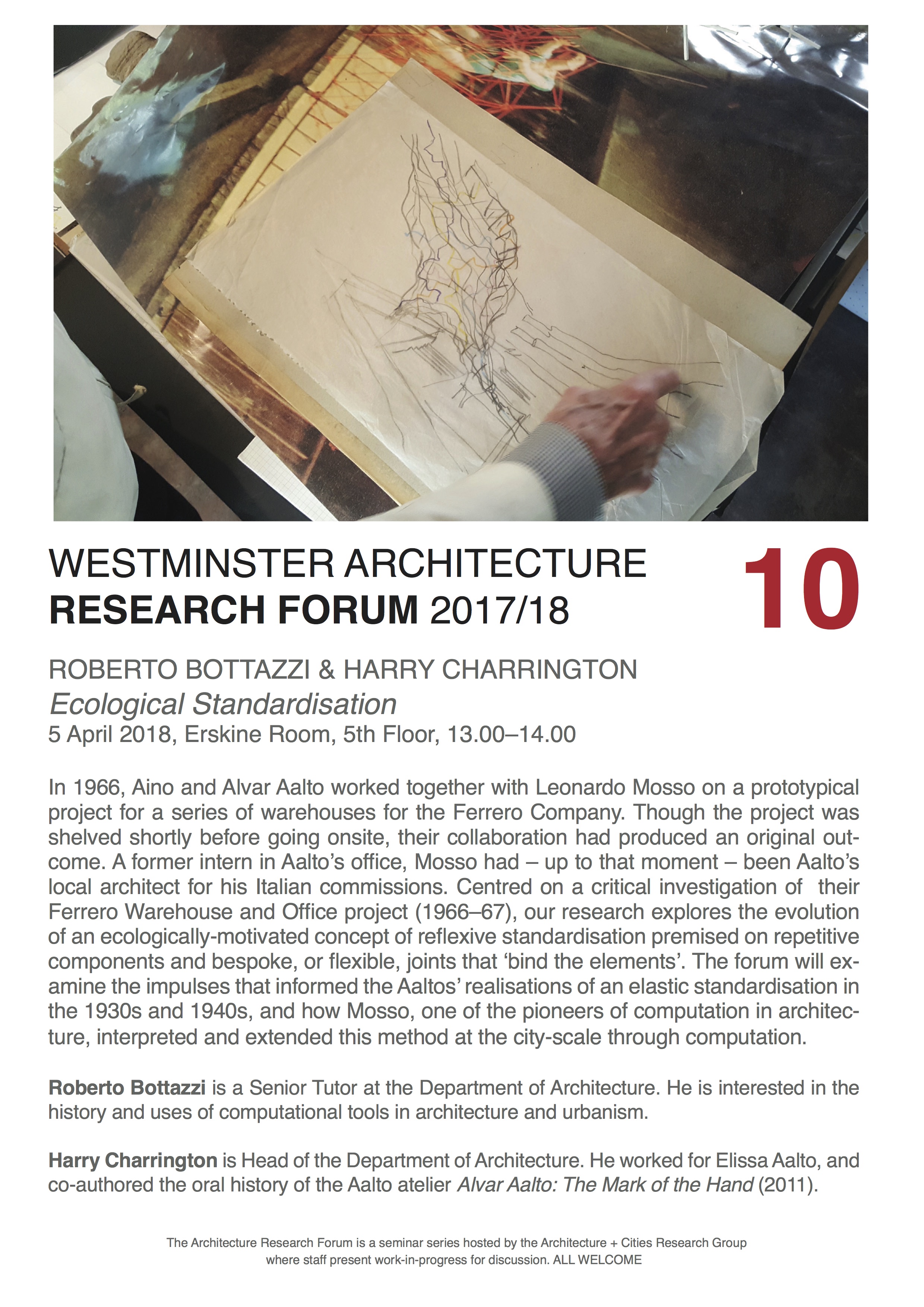 Architecture Research Forum: “Ecological Standardisation” Roberto Bottazzi & Harry Charrington, Thursday 5th April, Erskine Room, 5th Floor, 13:00-14:00