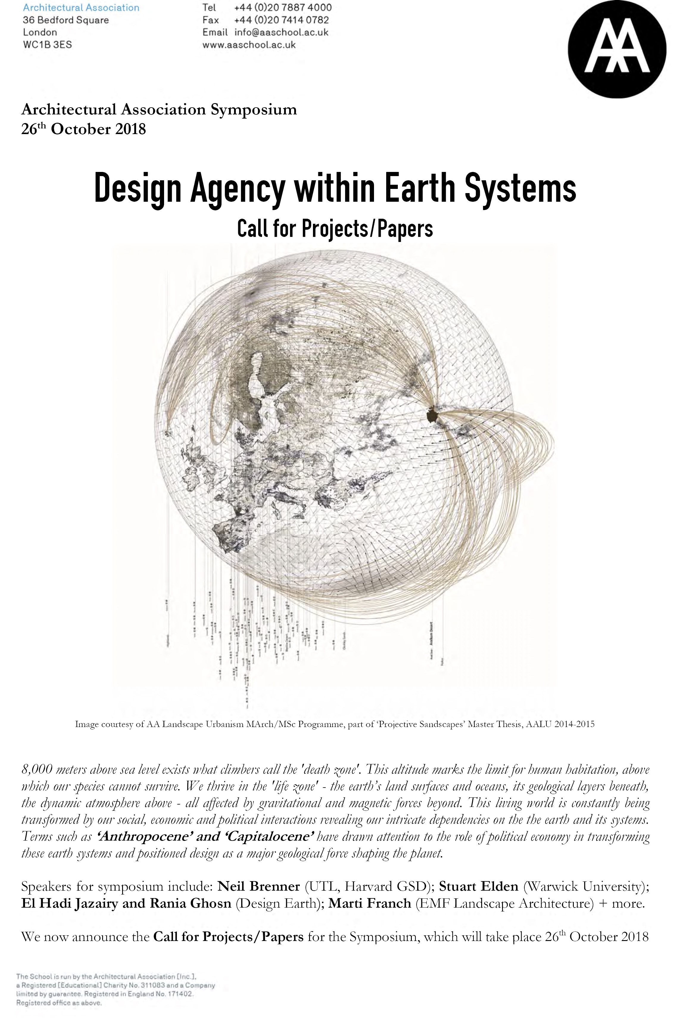 Call for Projects / Papers: “Design Agency within Earth Systems”, Architectural Association Symposium_Deadline 7th July 2018