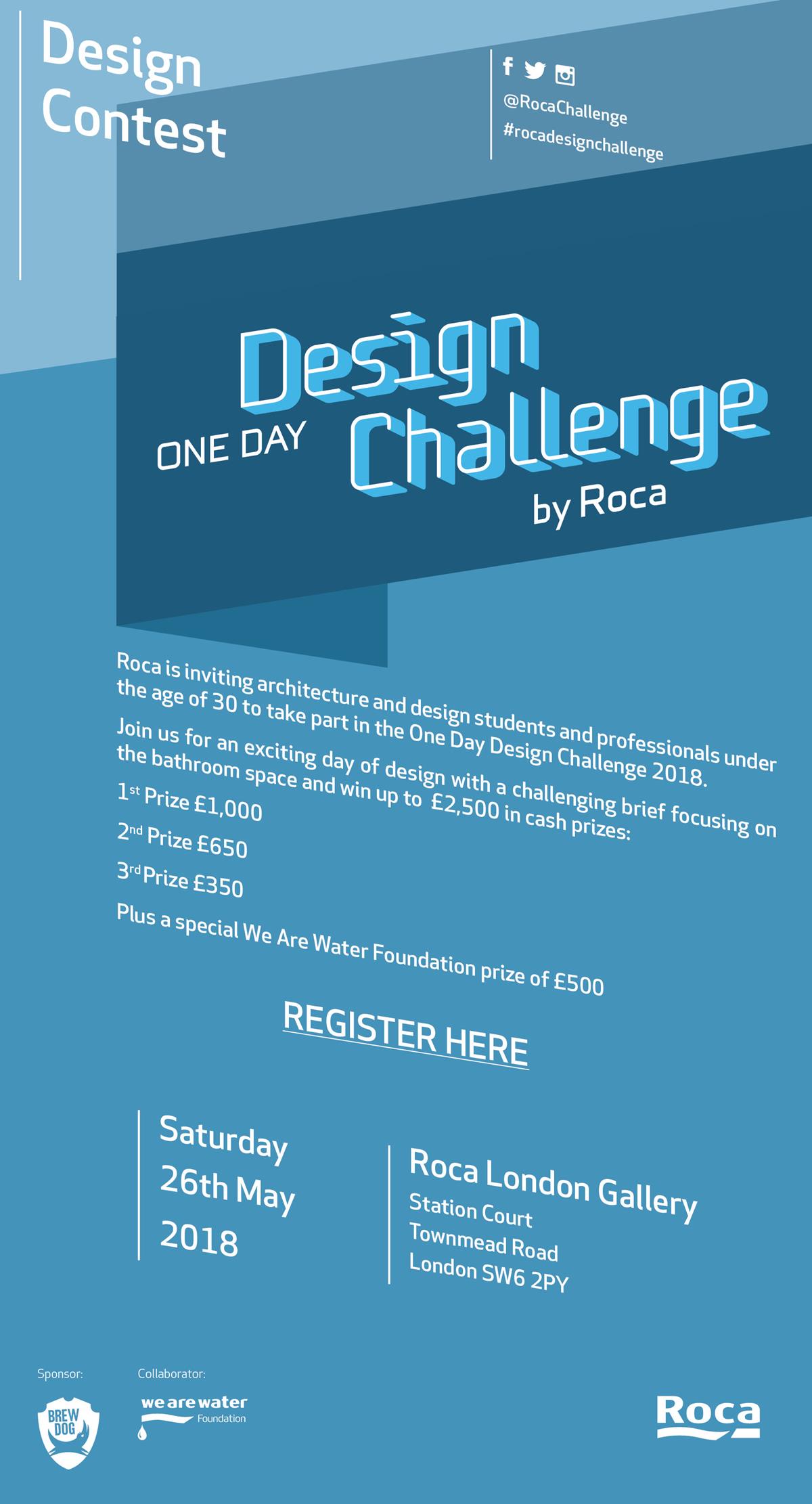 Roca One Day Design Challenge UK, Roca London Gallery, Saturday 26th May, 9:00-20:30