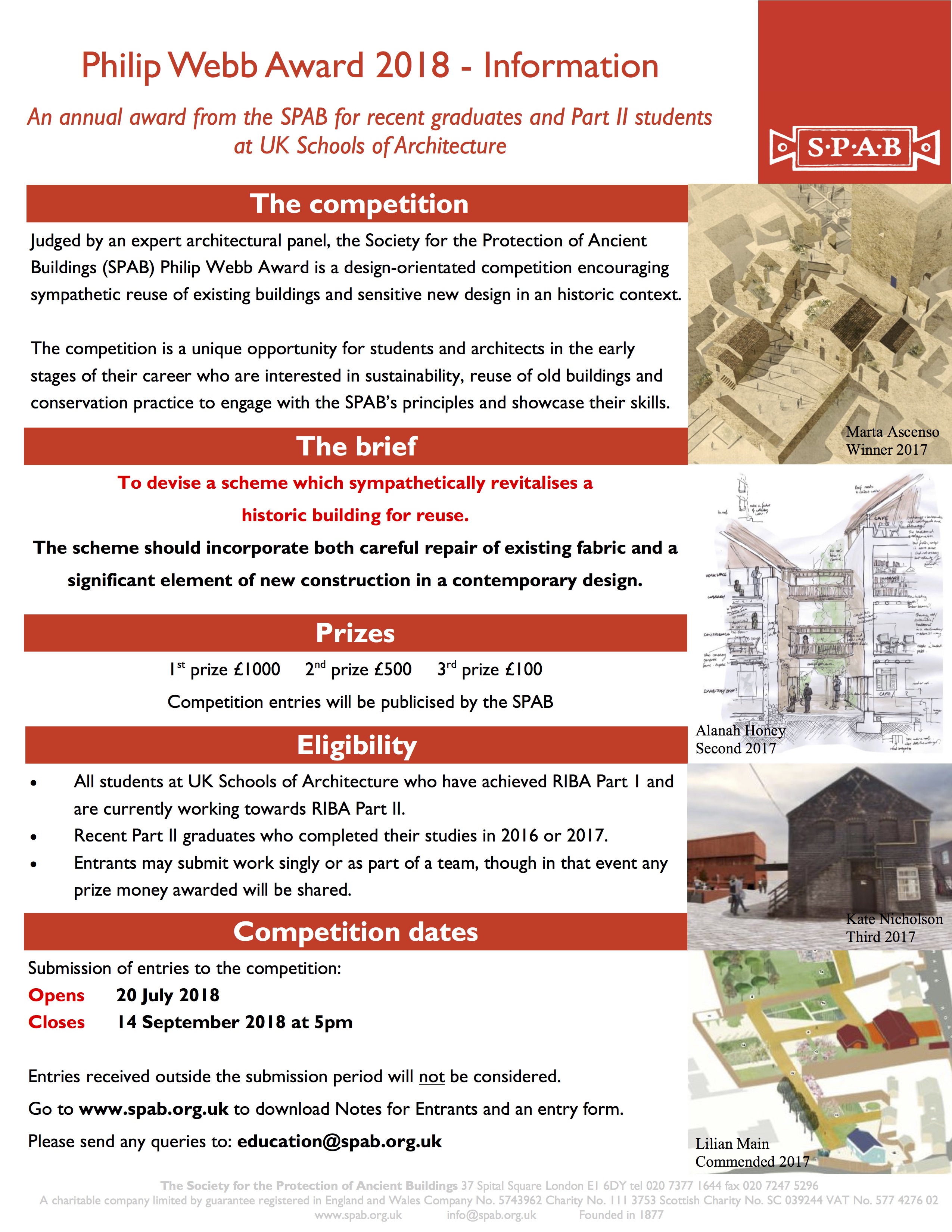 Philip Webb Award 2018 _ Deadline 14th September 2018