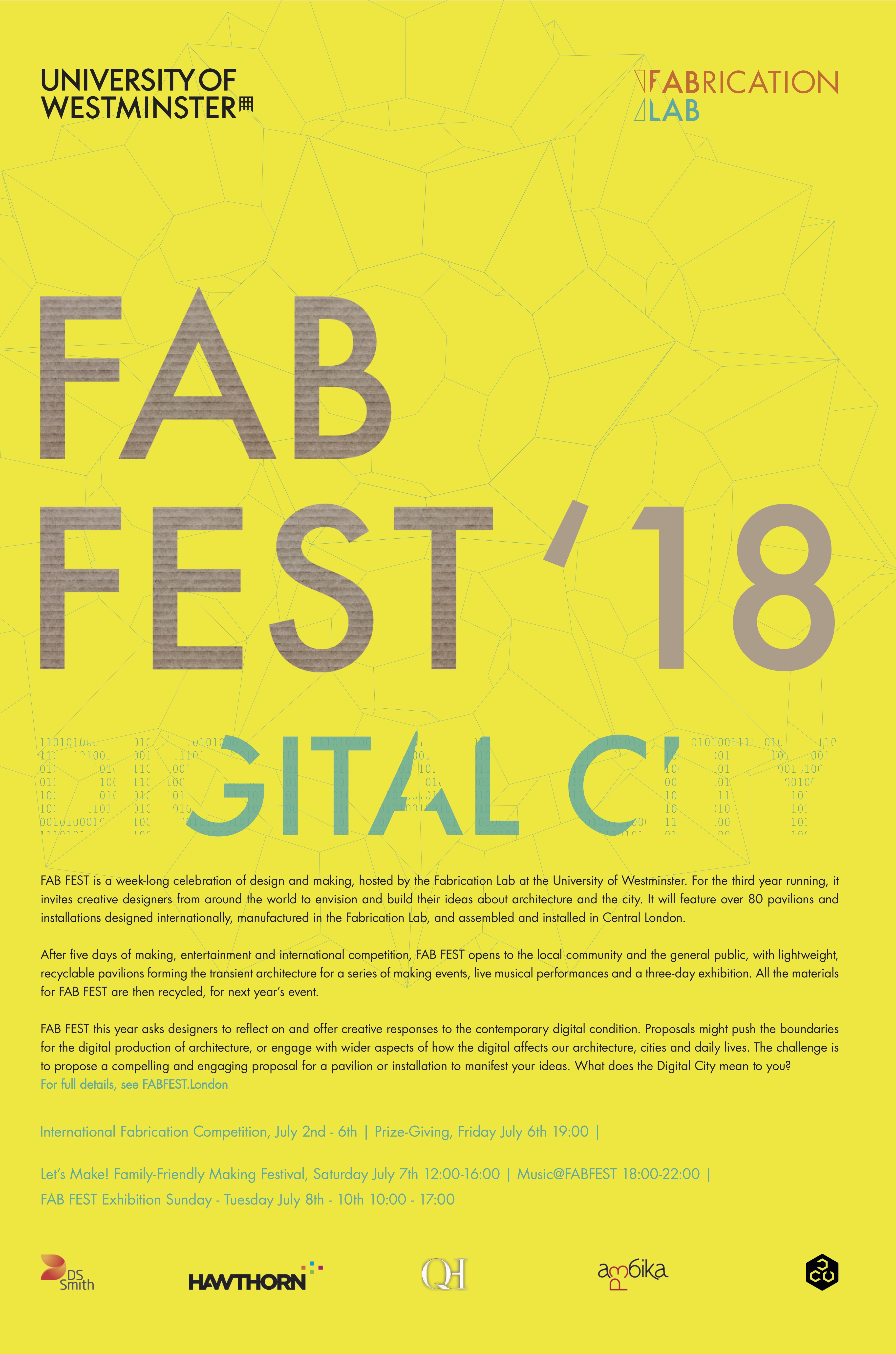 Fab Fest 2018: “Digital City”, 2nd-10th July 2018