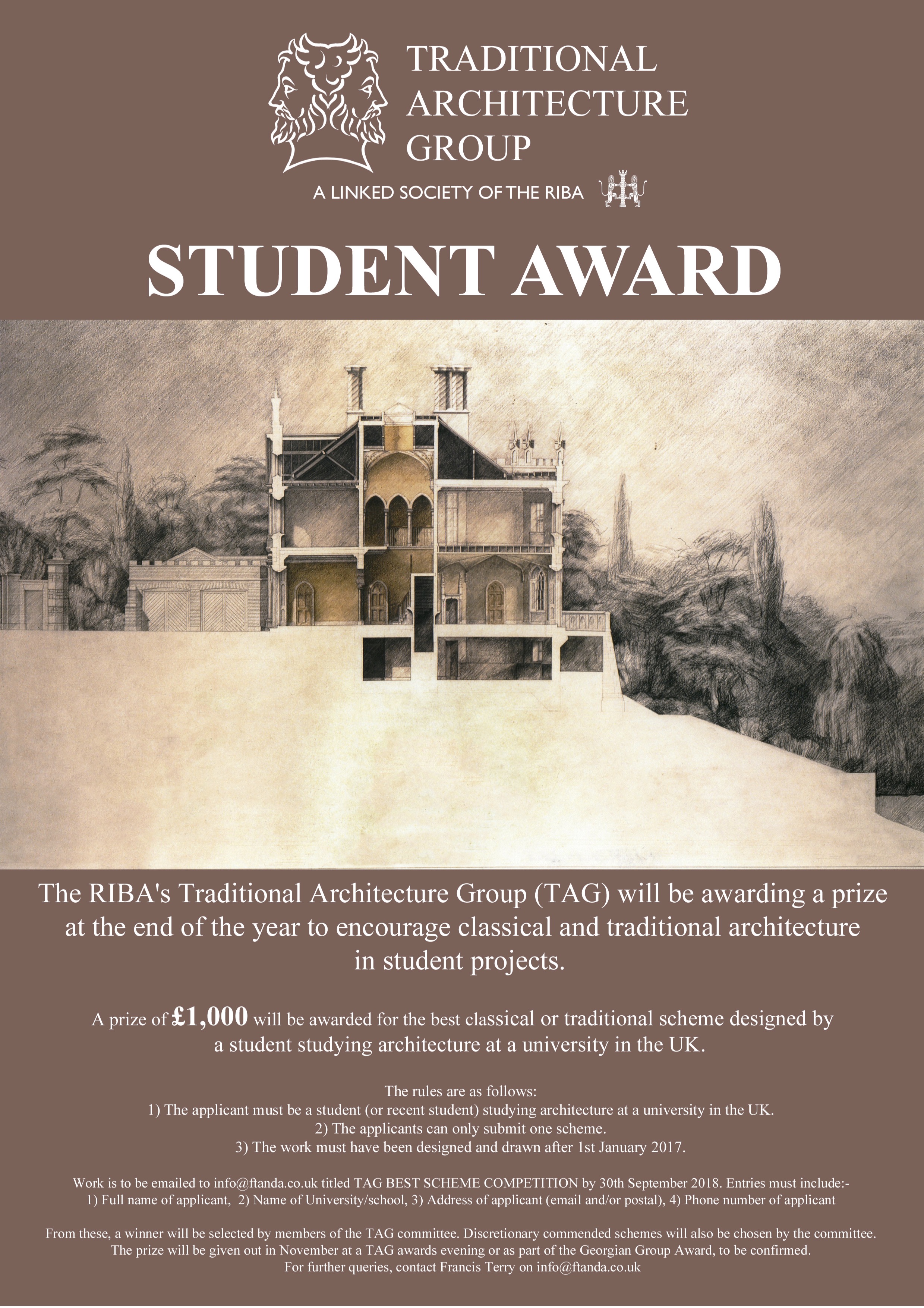 Traditional Architecture Group Student Award £1,000_Deadline 30th September 2018