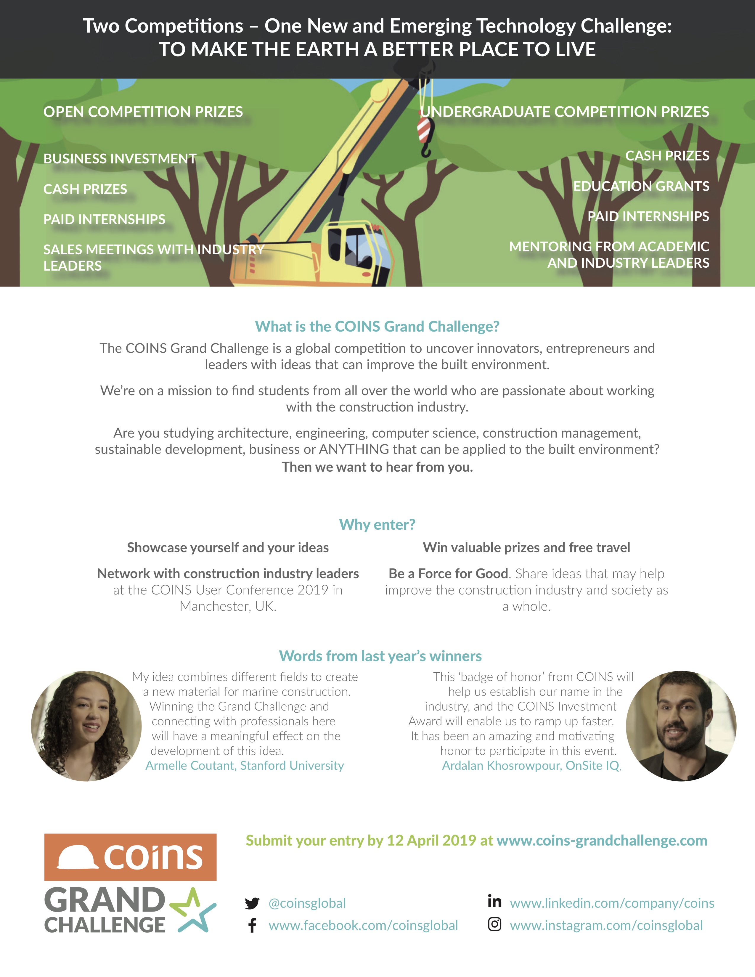 Competition for Students: COINS Grand Challenge “Building the Future”_Deadline: 12th of April