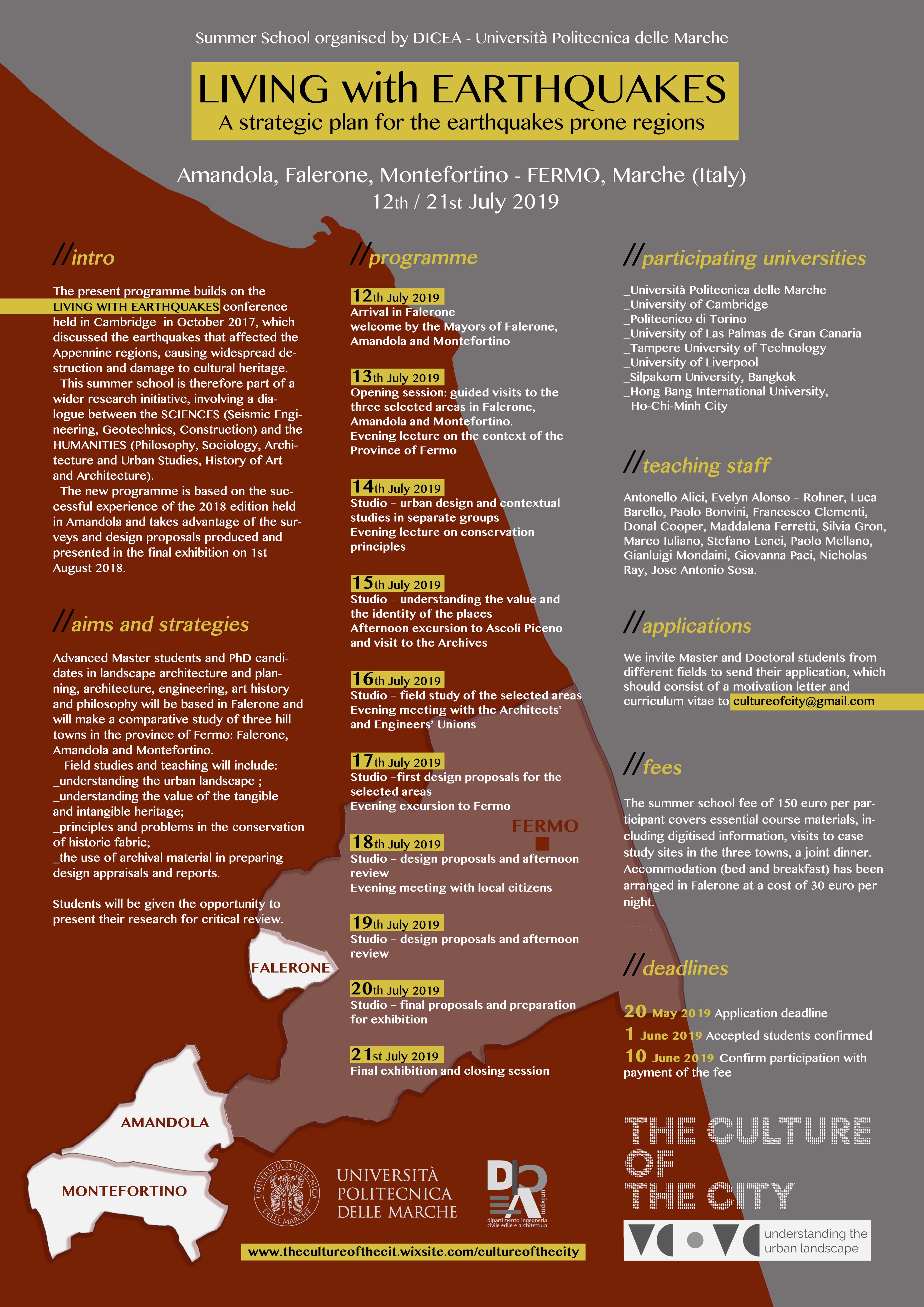 Summer School: Living With Earthquakes, Università Politecnica delle Marche, Fermo, Italy_12th-21st of July 2019