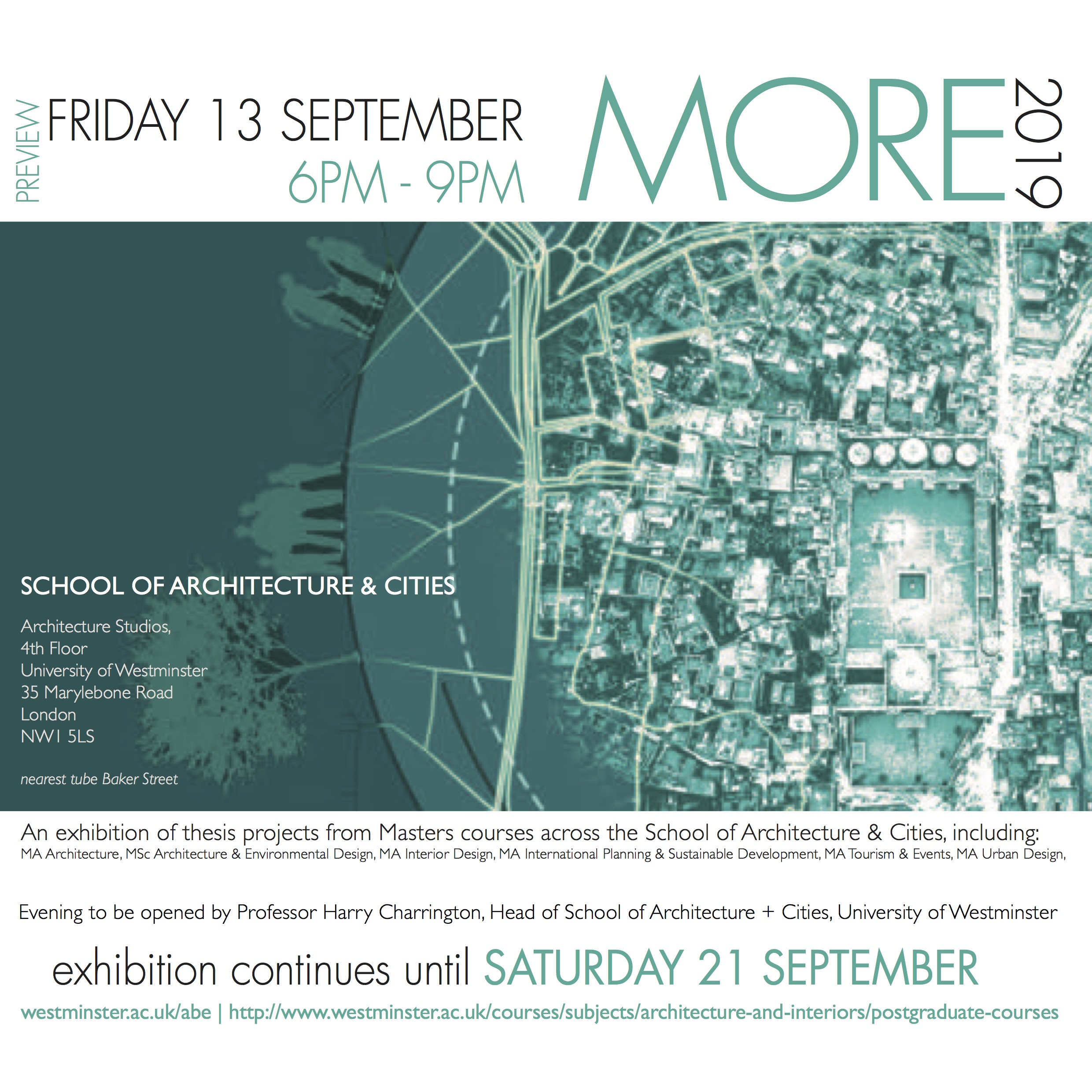 MORE2019 – Preview: Friday 13th of September, 18:00 – 21:00, Marylebone Studios, 35 Marylebone Road, NW1 5LS