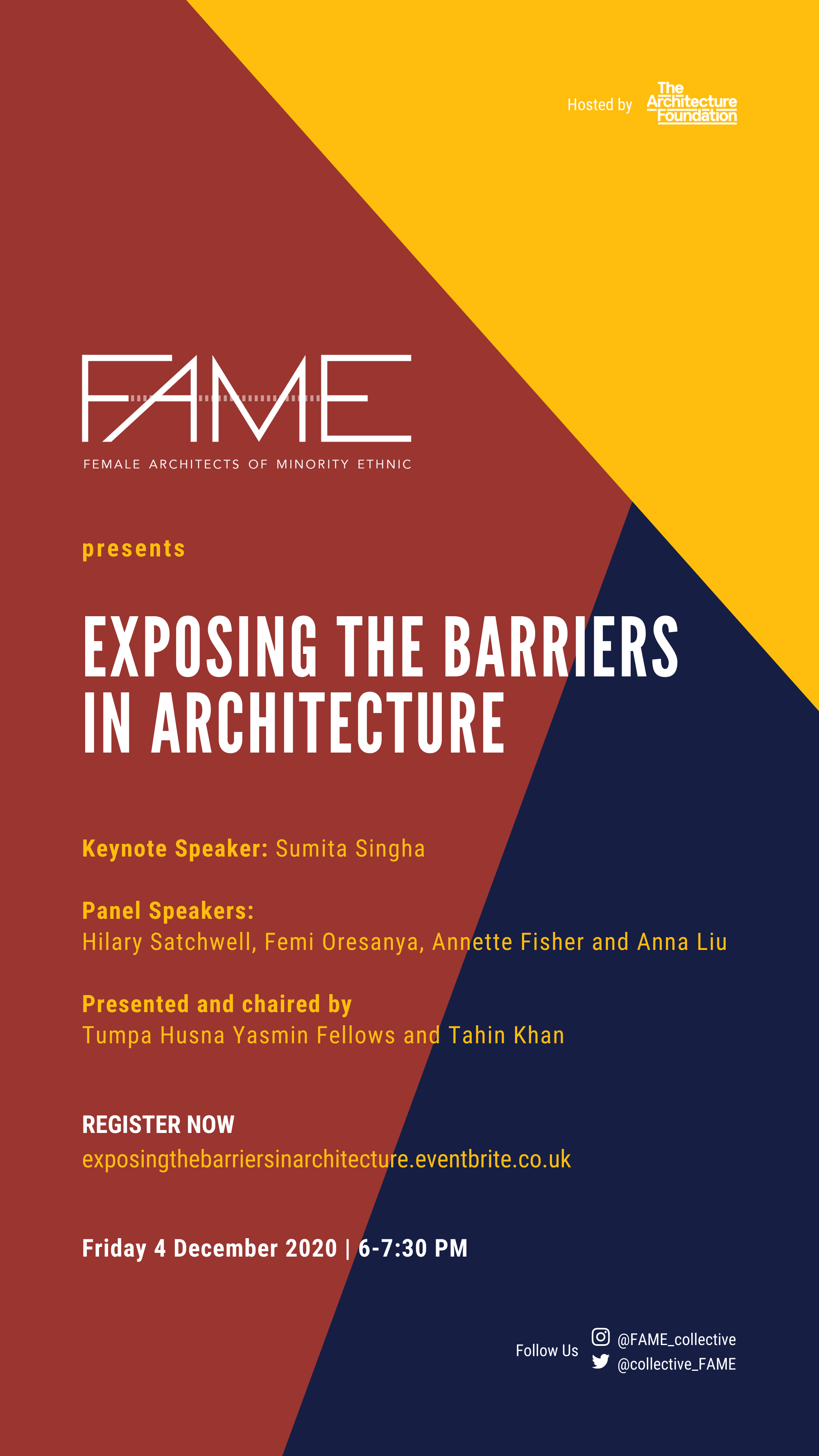 FAME: Exposing the Barriers in Architecture | Friday, December 4, 18:00-19:30 GMT [Online event hosted by Architecture Foundation via Zoom]