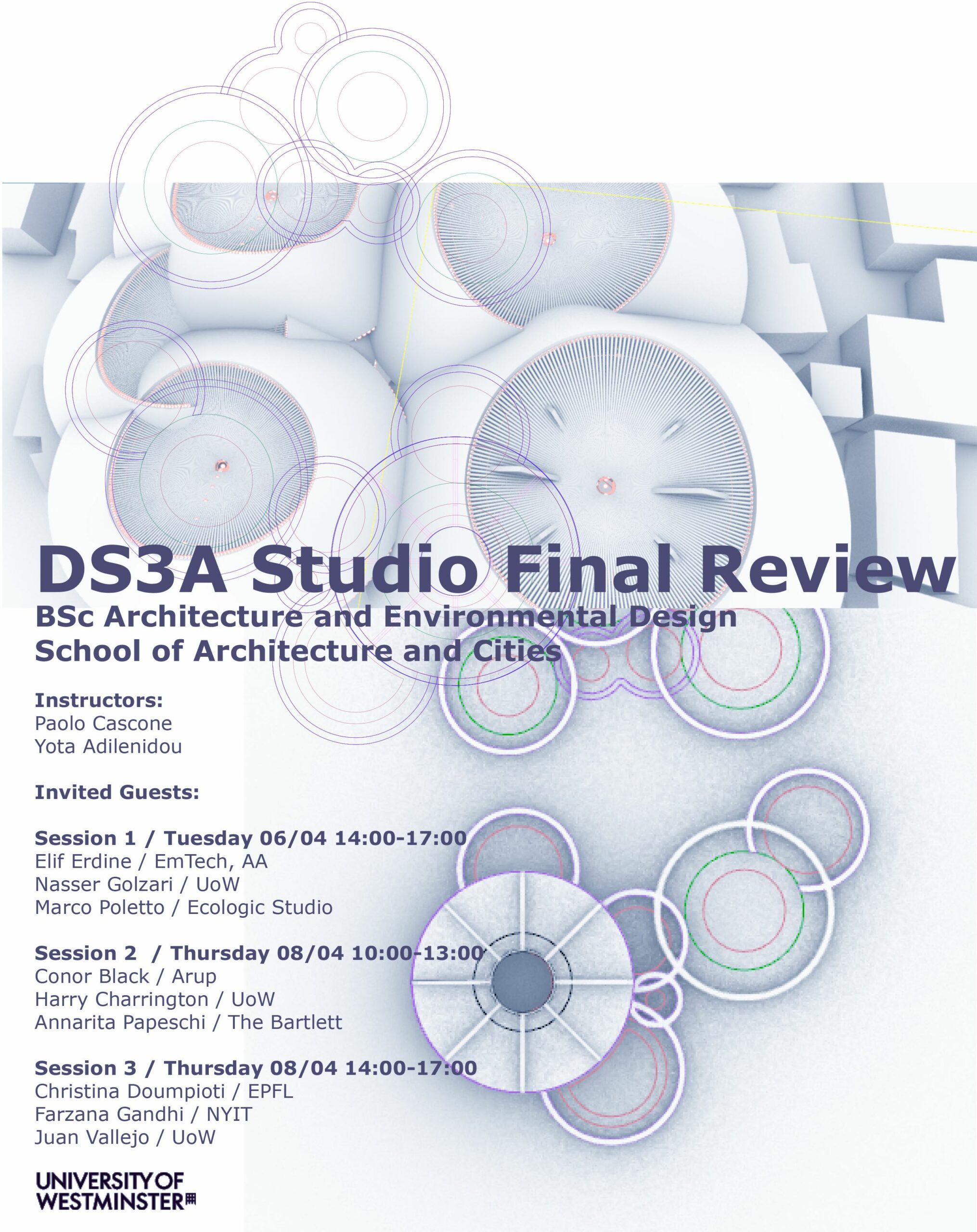 BSc Year 3 Studio Architecture and Environmental Design online crits | Tuesday, April 6 (2pm-5pm) and Thursday, April 8 (10am-1pm and 2pm-5pm)