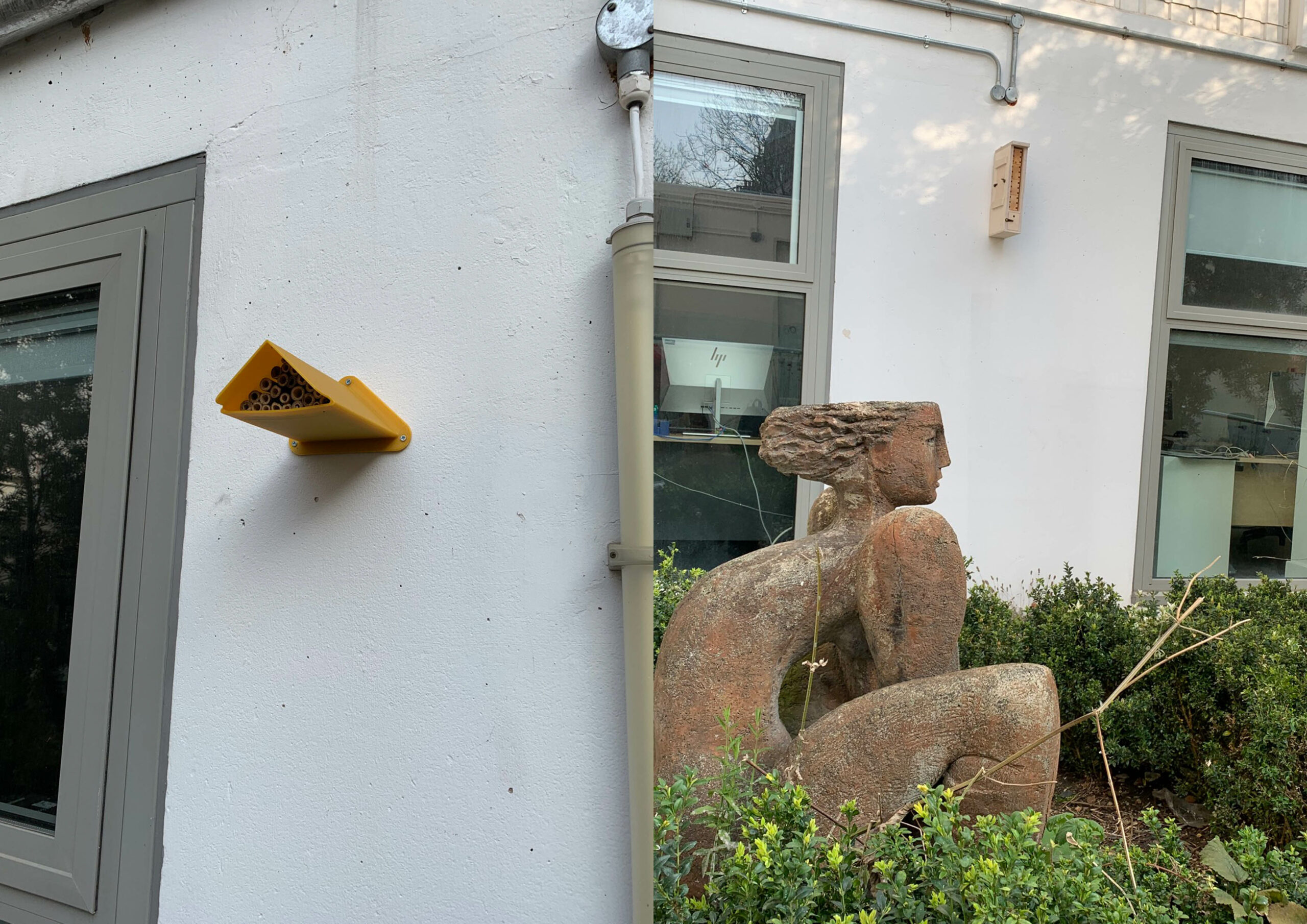 The bee hotels and a monitoring station installed on University of Westminster’s Marylebone Campus
