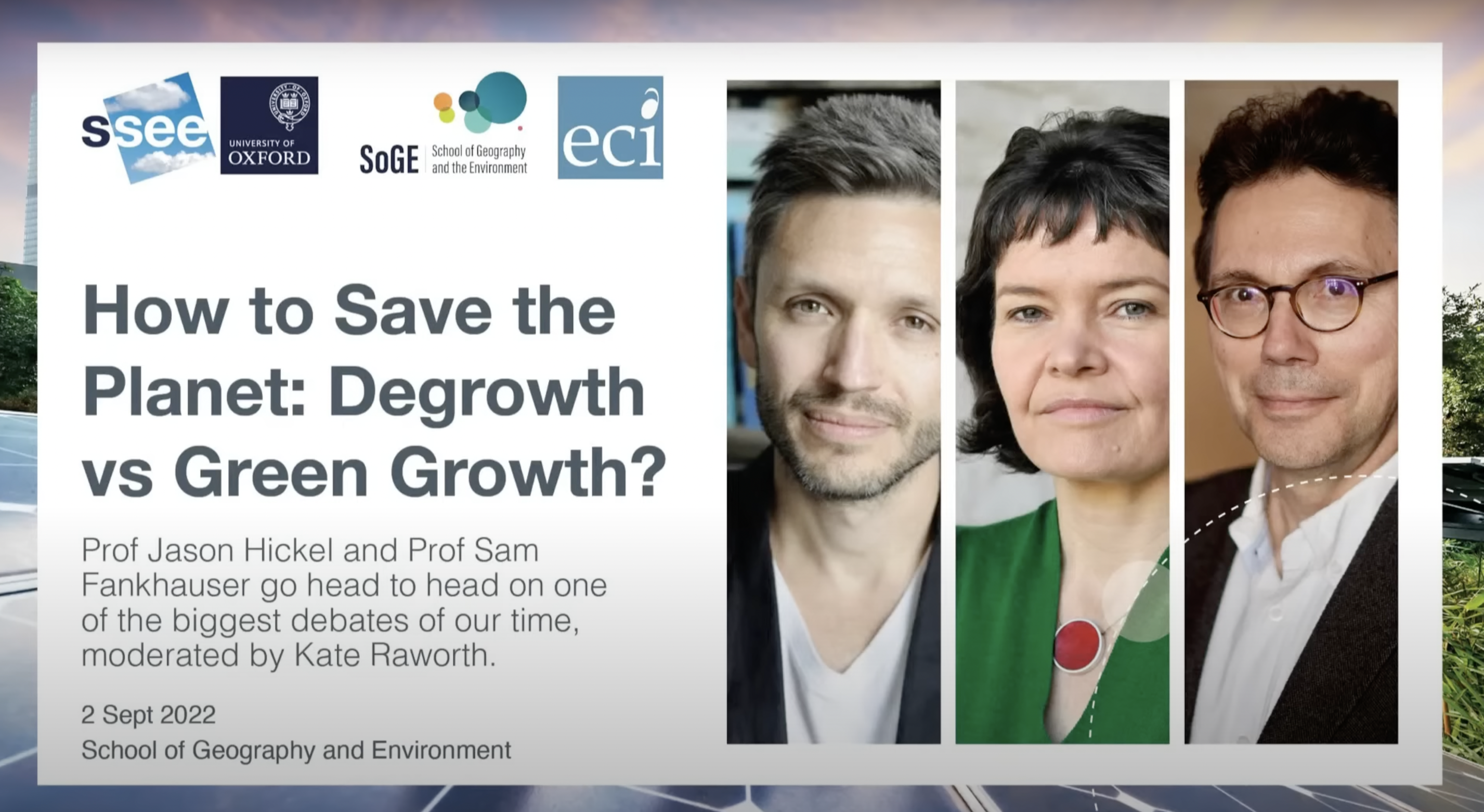 ArCCAT Screening: “How to Save the Planet: Degrowth v Green Growth” with Jason Hickle, Samuel Frankhauser and Kate Raworth | Tuesday, November 8 at 4pm (GMT) in M309, Marylebone Campus