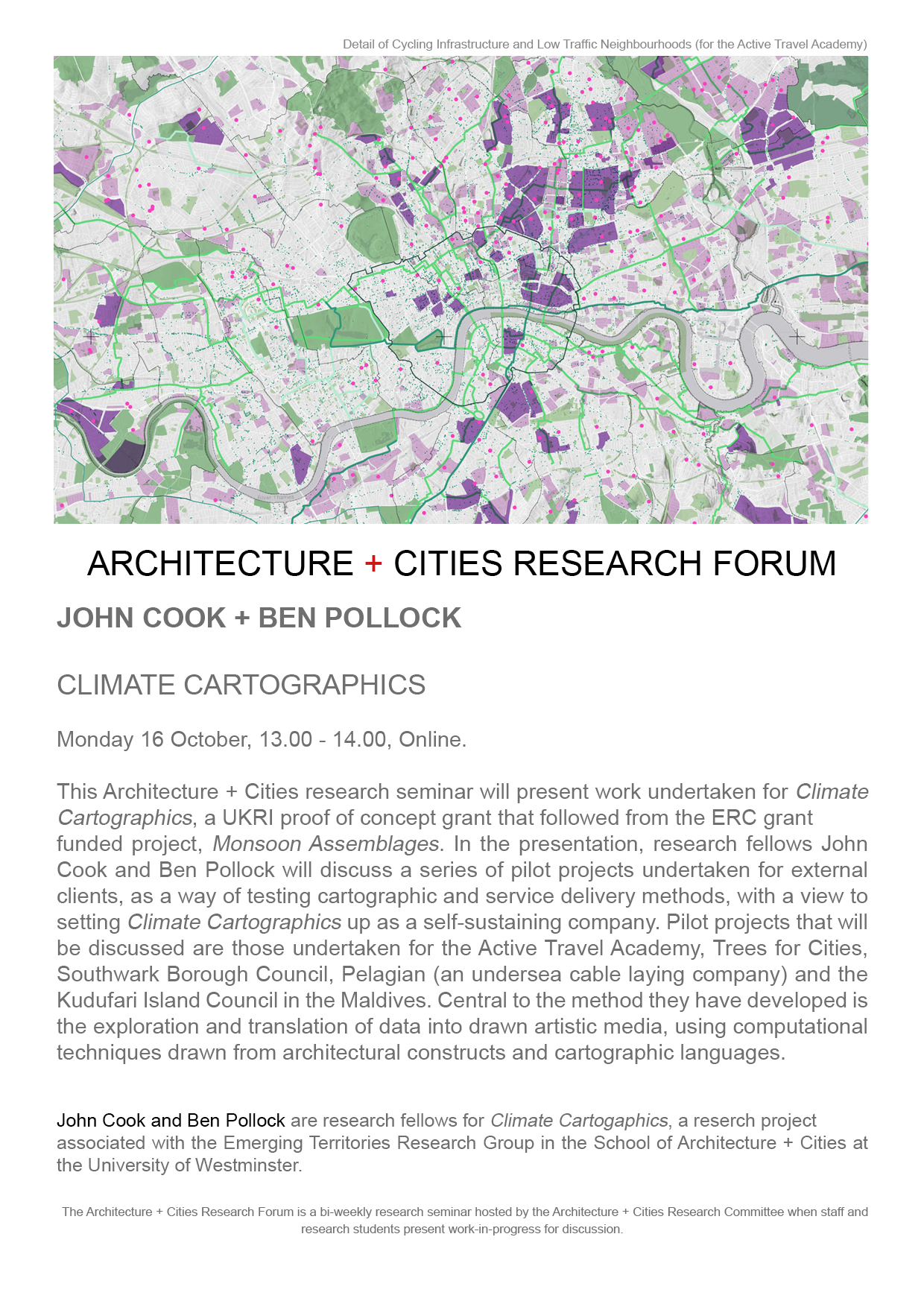 Architecture + Cities Research Seminar: John Cook and Ben Pollock “Climate Cartographics” | Monday, October 16 at 13:00 (BST) | Online