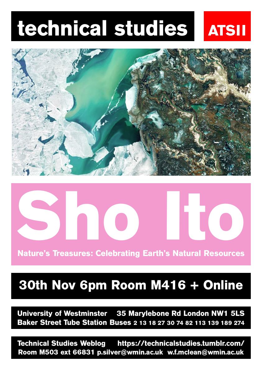 Technical Studies Lecture Series:  Sho Ito “Nature’s Treasures: Celebrating Earth’s Natural Resources” | Thursday, November 30, 2023 at 18:00 (GMT), M416 + Online